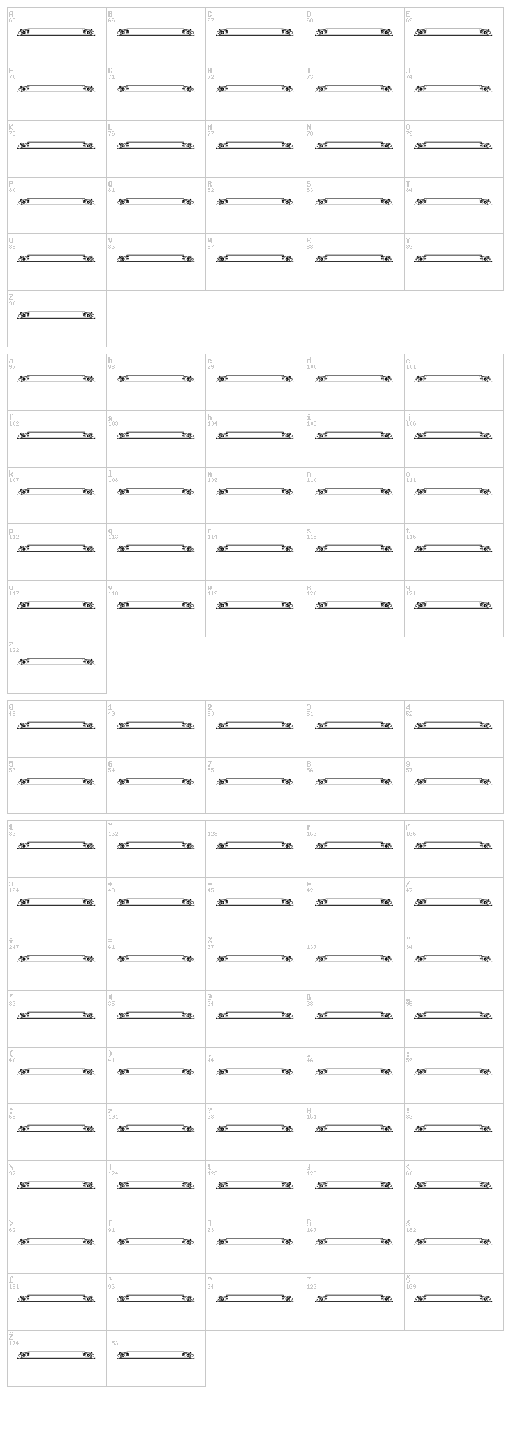 Vintage Panels 011 font map